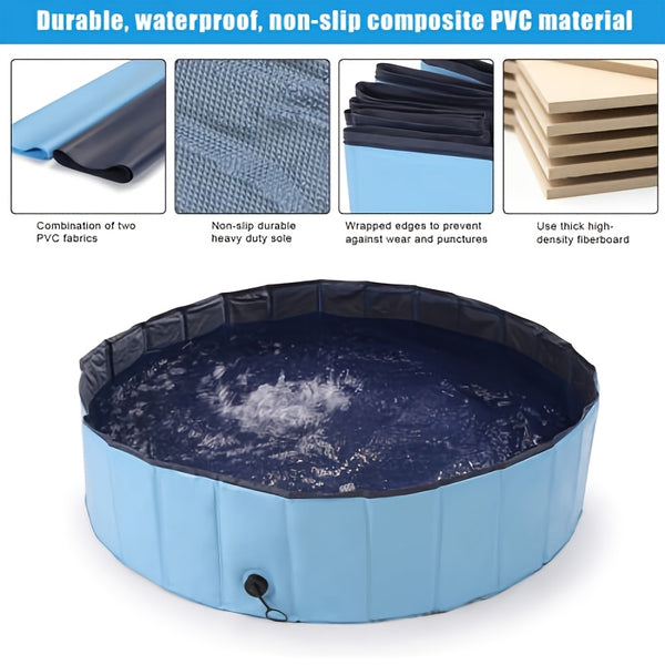 Foldable Dog Paddling Pool Pet Cat Swimming Pool Indoor/Outdoor Collapsible Summer Bathing Tub Shower Tub for Spring Outdoor Shower Play in Water