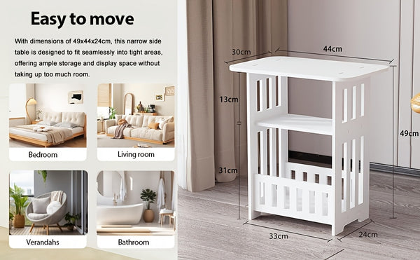 Bedside Table Cabinet Side End Coffee Tea Table Nightstand Storage Shelf