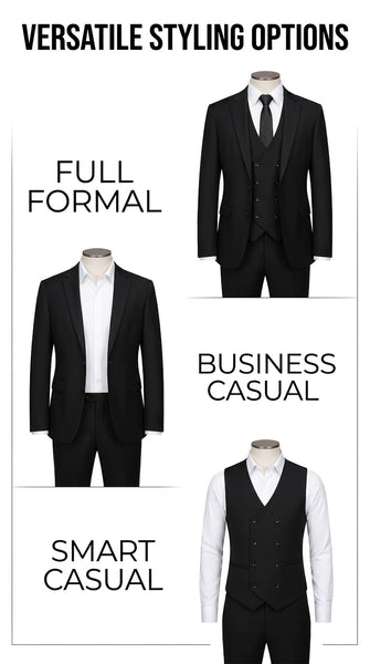 Men'S Suit 3pcs Set Formal Attire Blazer Trousers Vest Wedding Outfit Important Occasion Dress