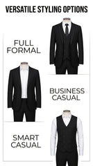 Men'S Suit 3pcs Set Formal Attire Blazer Trousers Vest Wedding Outfit Important Occasion Dress
