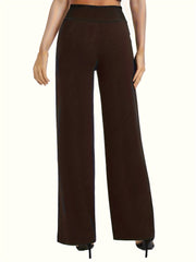 Tooluck Ladies' casual elastic waist straight trousers