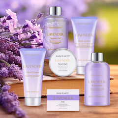 BODY & EARTH Bath Spa Gift Set for Women, Shower Gift Sets, 6Pcs Lavender Toiletries Gift Sets for Women, Luxurious Pamper Gifts for Women Birthday Gifts for Her Ladies Gift Sets Valentine'S Gifts