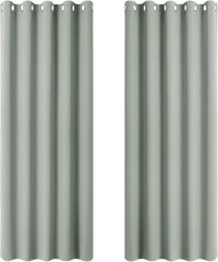 PONY DANCE Grey Blackout Thermal Insulated Curtains for Bedroom, 46 X 54 Inch Short Eyelet Curtains & Drapes, Soft Black Out 2 Panels for Window Living Room/Kitchen