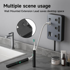 Power Supply 7in 1 Flat Plug Power Socket Outlet Extension Lead, 4 USB Slots Charging Ports Extension Socket, Multi Socket Power Board