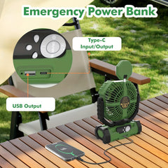20000mAh Personal Electric , 4 Speeds Wind Hanging , with LED Light Rechargeable Portable USB , Essential for Summer Camping, ABS Material Personal Electric , Outdoor  Suitable for Office, Camping, Picnicking, Beach, Fishing