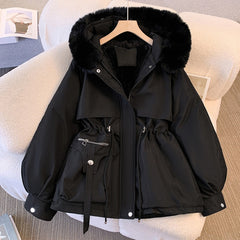 [Winter Coat Women] Women's Parka Autumn And Winter 2025 New Slim Parka, Fashionable And Versatile Plush One-piece Coat, Solid Color Daily Casual Style, Elegant Temperament Style, Comfortable And Warm to Wear, Halloween And Christmas Clothes Women