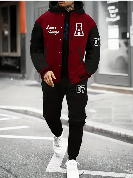 Men'S 2pcs A07 Fashion Casual Athletic Baseball Suit Set - Printed A07 Without Inner And Hat - Starry OBM