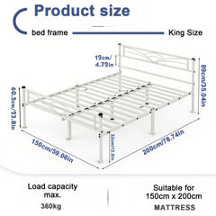 Sleek Black Metal Bed Frame Featuring a Stylish Headboard | Durable Steel Build | Silent Operation | Accommodates Various Mattress Sizes | Perfect for Bedrooms, Dormitories, Or Rental Spaces