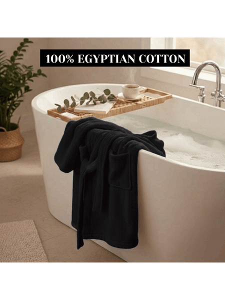 Mens and Ladies Shawl Collar Bathrobe 100% Egyptian Cotton Unisex Shawl Collar Dressing Gown Terry Towelling Bathrobe One Size
