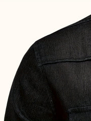 New Men'S Denim Shirt, Casual Solid Color Men'S Long Sleeve Dress Shirt
