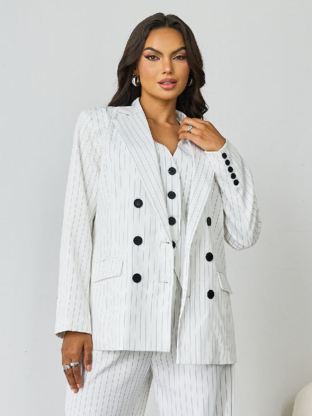 Women's Commuter Notch Lapel V-Neck Button Tailored Blazer Jacket, Minimalist Outerwear