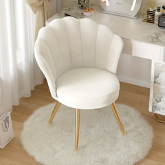 Modern Velvet Accent Chair With Back, Upholstered Vanity Chair For Makeup Room, Makeup Side Chair Desk Chair With Golden Metal Legs For Bedroom Living Room