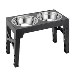 Upgraded Raised Dog Bowl with Stand, Elevated Dog Bowl with 2Large Durable Bowls, 5 Height Adjustable Dog Food Stand for Small Medium Large Sized Dog, 43x23x31cm Black