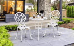 Costoffs 3pcs Patio Bistro Table Set with Umbrella Hole Outdoor Furniture Antique Aluminium Chair Rose Vine Dining Set for Garden Backyard Porch Balcony Lawn Pool