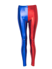 RUFEDGE Women's Halloween Contrast Red & Blue Leggings | Costume Pants for Women