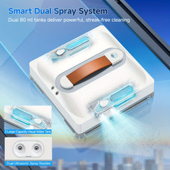 Lubluelu Auto Window Cleaning Robot | Upgraded 4 Water Spray & 8-Layer Safety Protection System, 7500KPa Suction Power, Anti-Falling and Edge Detection Sensors, Remote Control, Rechargeable Battery, For High-Rise Windows, Tiles and Glass