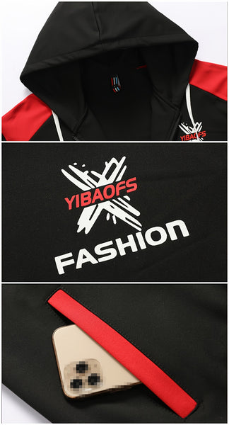 Men's Casual Hooded Sweatshirt Sportswear Set, Tracksuit