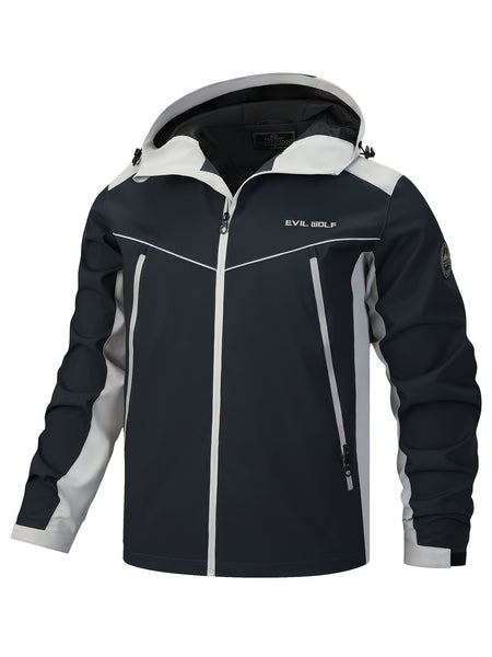 Men's Patchwork Slim-fit Jacket, Suitable for Spring and Autumn Wear, Men's Long-zipper Large-pocket Varsity-style Jacket