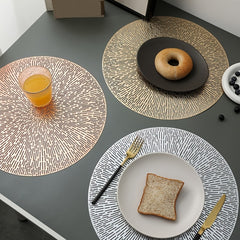 6pcs Round PVC Hollow-Out Placemats | Gold/Silver/Rose Gold | 15