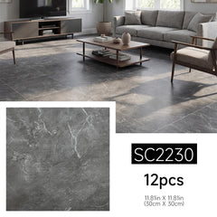 Marble Floor Tiles Self Adhesive, Vinyl Flooring Peel and Stick Floor Tiles Waterproof for Kitchen Living Room and Bathroom DIY Flooring 30x30cm 12pcs (1.08㎡)