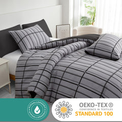 Luxury Reversible Duvet Cover Set with Matching Pillowcases – Single, Double, King & Super King Sizes – Soft Breathable Microfiber Bedding Set UK – Brick Pattern