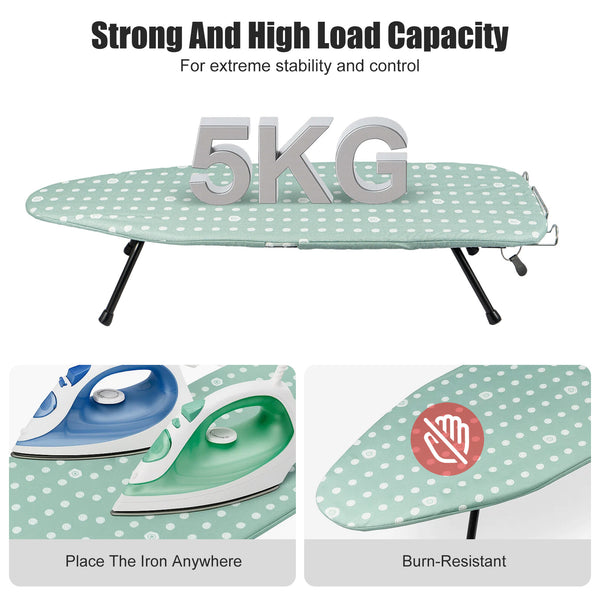 Ironing Board Foldable Mini Ironing Board Tabletop Ironing Board Foldable Portable Design with Built-in Iron Rest, Non-Slip Legs, Lightweight for Small Spaces, Dorms, Apartments