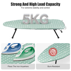 Ironing Board Foldable Mini Ironing Board Tabletop Ironing Board Foldable Portable Design with Built-in Iron Rest, Non-Slip Legs, Lightweight for Small Spaces, Dorms, Apartments