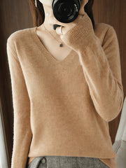 2026 New Women'S V-Neck Sweater Soft Warm Long Sleeve Pullover