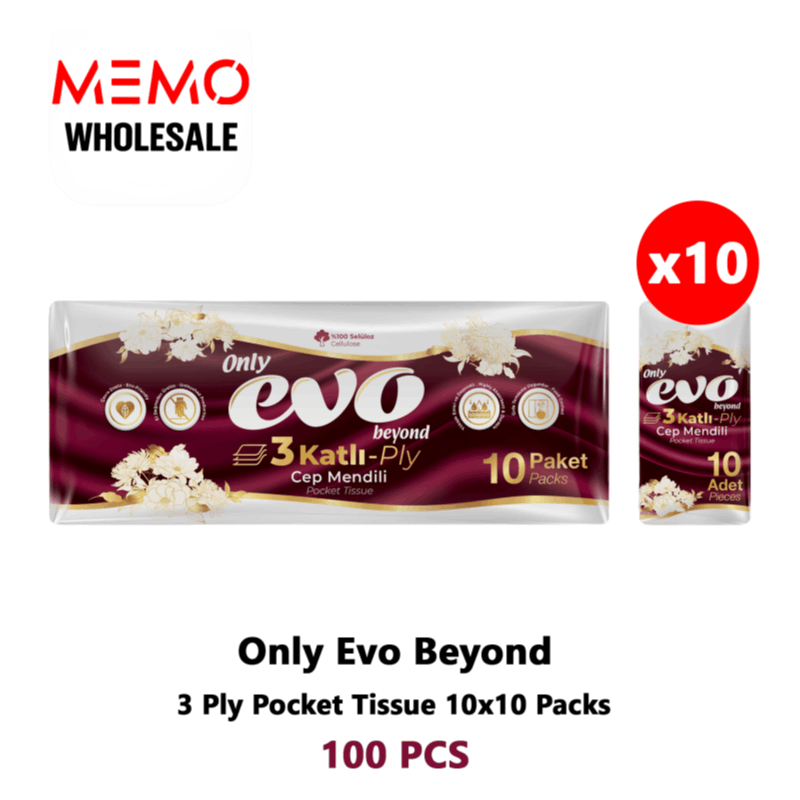 Only Evo Beyond 3 Ply Pocket Tissue 10x10 - 10 Packs | 100PCS