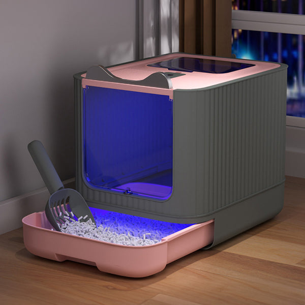 Cat Litter Box, Plastic Pet Toilet, Removable Litter Box, Large Cat Litter Box Hooded Litter Tray Drawer, UV Sterilization and Deodorization, Provide Your Cat with A Comfortable Place