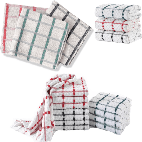 Tea Towels Extra Large, 100% Cotton Towels For Kitchen Soft & Absorbent Dish & Bar Towels Lint Free Cleaning Towels Set Available in Multicolors Local Warehouse UK