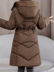 Women's Winter Coat - Thickened Warm Mid-Length Jacket with Front Zipper Closure, Waist-Hugging Fit, Side Pockets - Elegant Cold Weather Outerwear for Everyday & Formal Events - Ladies Winter Coats, Durable Warmth