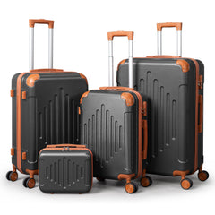 4/5pcs Hard Shell Luggage Set, Expandable & Lightweight Hardside Suitcase With 360° Spinner Wheels (12, 16, 20, 24, 28 Inch) - Stylish White Paired With Brown Luggage