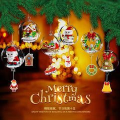 Christmas Pendant Ball Building Blocks Mini Bricks Bell Snowman Santa Claus Christmas Tree Decorations for Home Christmas Gifts