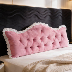 Large Ultra-Soft Comfortable Plush Backrest Pillow, Princess Style Reading Cushion, Neck and Back Support, Luxurious Fashionable Home Style Multifunctional Lace Ruffled Headboard Cushions, Suitable for Bedroom, Living Room, Dorm, Sofa Home Decor, Machine