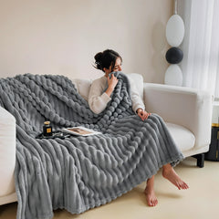 Luxurious Faux Rabbit Fur Throw Blanket - Ultra-Soft & Warm All-Season Luxury Blanket, Double-Sided Plush Fur for Couch, Bed, Travel, Office - Machine Washable, Elegant Home Decor Gift for Valentine'S Day, Housewarming, Birthday