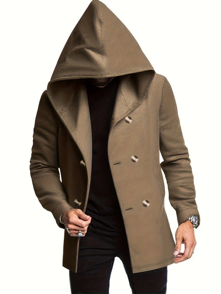 2024 Foreign Trade New Product Men'S Mid-Length Slim Fit Windbreaker Hooded Casual Pure Coat Performance Clothing