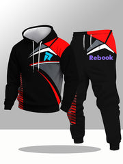 Men's Fashion Casual Hooded Sweatshirt Set, Trendy Brand Letter Print Personality Autumn Style Men's Leisure Wear