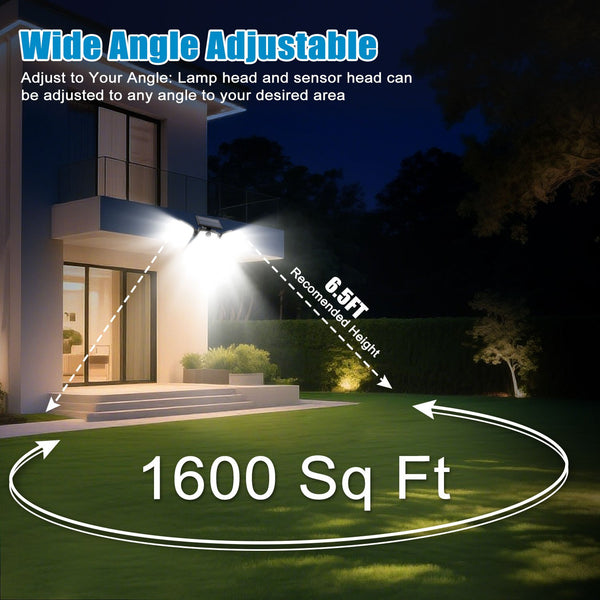 1/ 2pcs Solar Outdoor Lights, 358LED Security Lights with Remote Control, 3 Heads Motion Sensor Lights, IP65 Waterproof, 270° Wide Angle Flood Wall Lights with 3 Modes