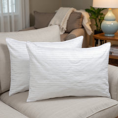 Stripe Pillows Hotel Quality 2 Pack Bed Pillows | Extra Filled for Plush Comfort with Quick Rebound Bounce Back Support | Long-Lasting Shape Retention | LOCAL WAREHOUSE | UK BRAND