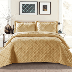 Embossed Ruffle Quilted Bedspread Bed Throw Single Double King size bedding set