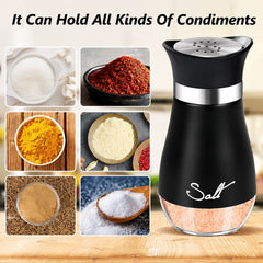 Salt and Pepper Shakers Set with Holder - Stainless Steel Seasoning Containers for Kitchen Counter Dining