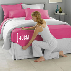 40cm Extra Deep Fitted Sheet – Solid Color Deep Pocket Sheet, Soft & Breathable Microfiber Bedding, All Seasons, Hotel-Quality, Machine Washable, Single, Double, King & Super King Sizes