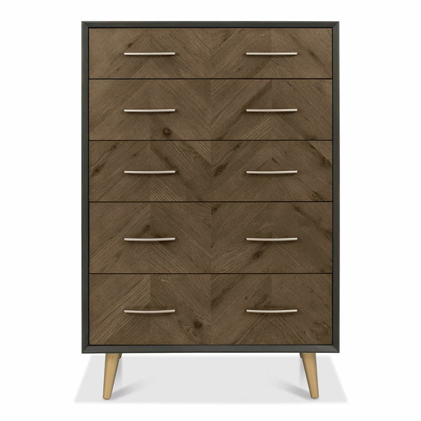 Bentley Designs Sienna Fumed Oak & Peppercorn 5 Drawer Chest of Drawers