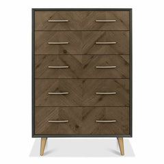 Bentley Designs Sienna Fumed Oak & Peppercorn 5 Drawer Chest of Drawers