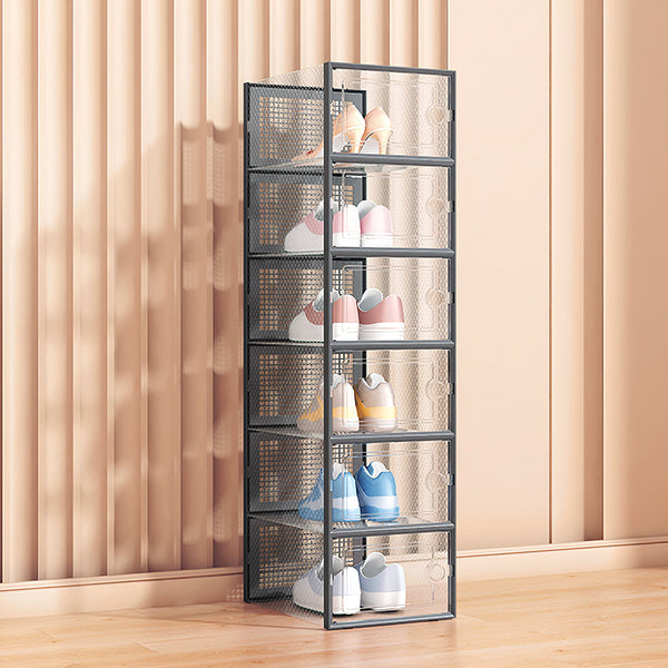 Pack of 12 Stackable Shoe Boxes Shoe Storage Organisers, Sturdy & Durable, Space Saving, Shoe Organizer Containers with Lids for Women/Men, Ideal for Entryway, Closet, Living Room, Bedroom, Office, Dorm, Fit Up To UK Size 9.5, 23x33x14cm