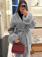 New Autumn/Winter Sophisticated Style Tie-Strap Coat for Women, Elegant and High-End, Overcoat