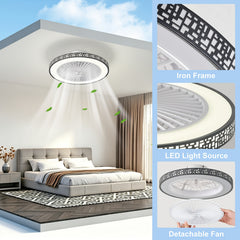 48.26cm Modern Ceiling Fan with Light, 6 Speeds Reversible Low Profile Ceiling Fan Light, 3CCT LED Dimmable Flush Mount Ceiling Fans with Lights, Timing Ceiling Fans Light with Remote for Living Room, Kitchen, Bedroom And Office