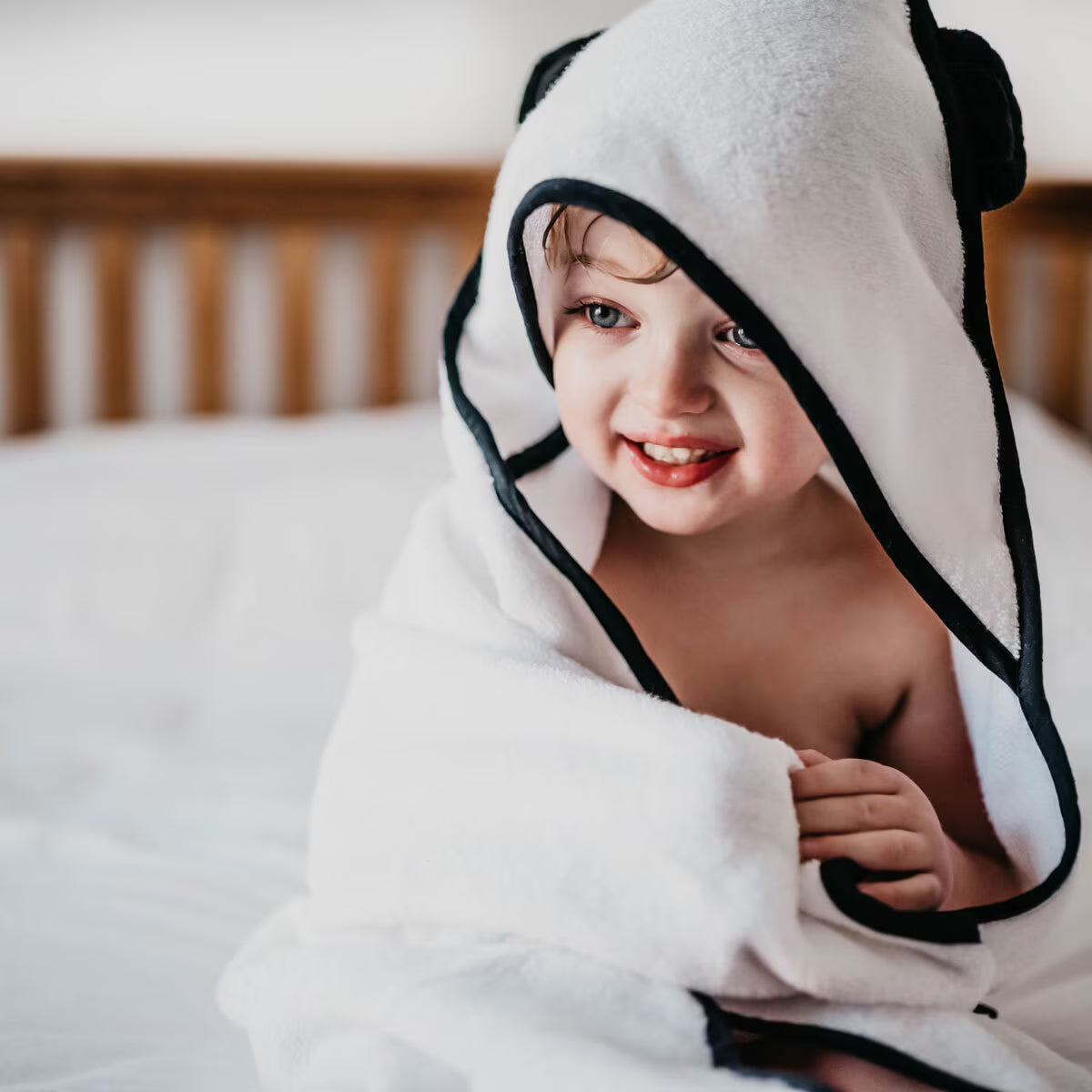 Panda Bamboo Newborn Hooded Towel, 75 X 75 Cm
