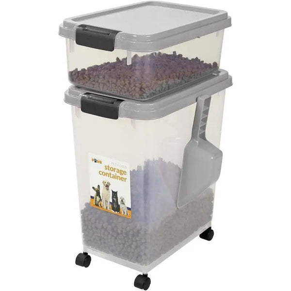 Prime Paws 3-Piece Pet Food Storage Container – Airtight Pet Food Container with Plastic Measuring Scoop, Dry Food Dispenser for Pets, Dogs, Cats, and Animals